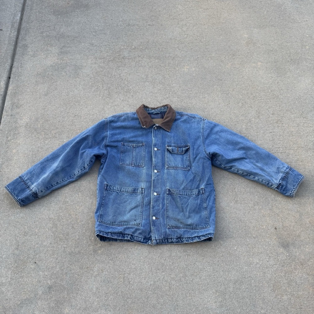 Vintage Eagles Ridge Jean Jacket Men's Large Blanket Lined Denim Barn Chore Coat